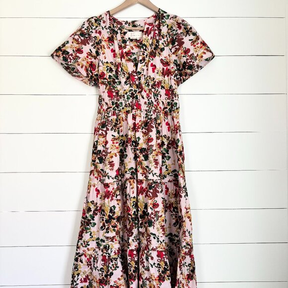 Anthropologie Somerset 100% cotton blush pink floral maxi dress - Picture 1 of 7